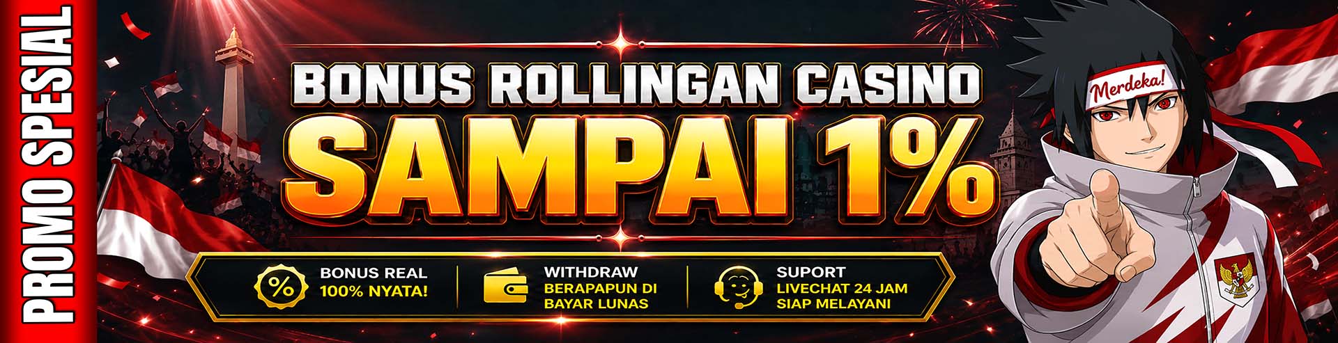 BONUS ROLLINGAN CASINO 1%